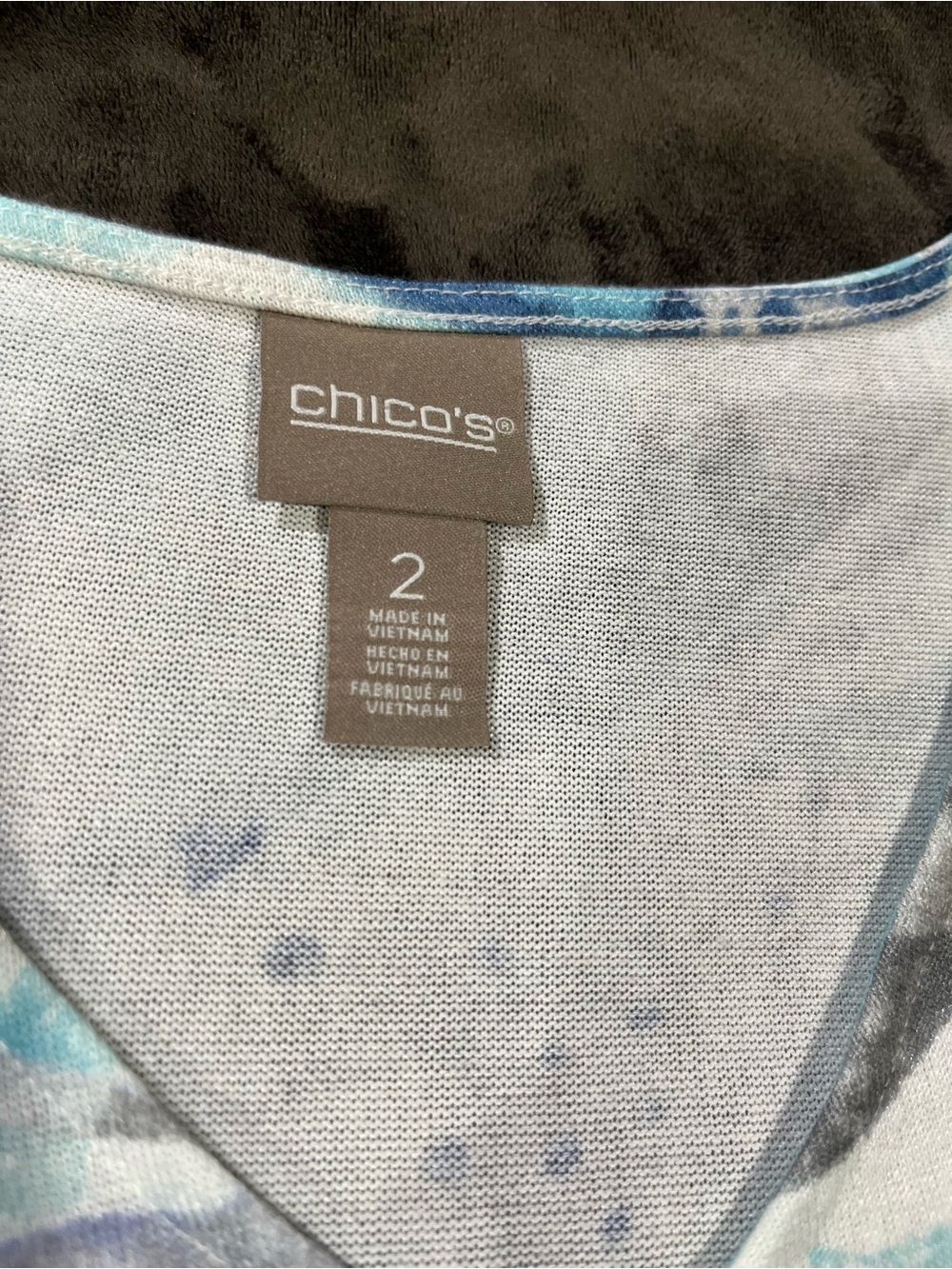NWT Chicos Women’s CoziSoft Size 2 Large V-Neck Floral Abstract Blue Purple Top - Picture 11 of 14